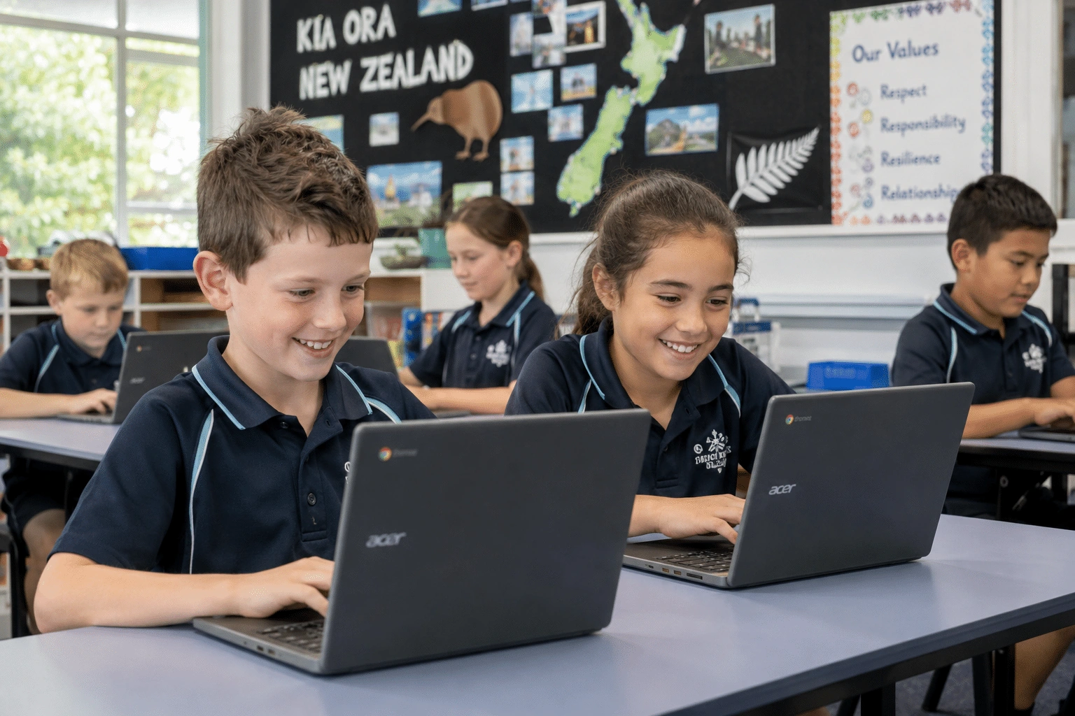 Students learning in a classroom