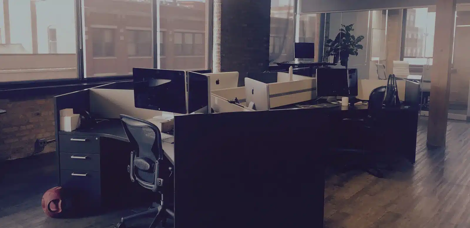 Office desks and computers